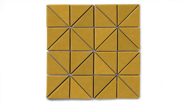 3" Triangle Sheeted - Quadrant Original Ceramic Mosaic Tile in Mustard Seed Matte