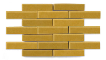 1x4 Half Offset Sheeted Original Ceramic Mosaic Tile in Mustard Seed Matte