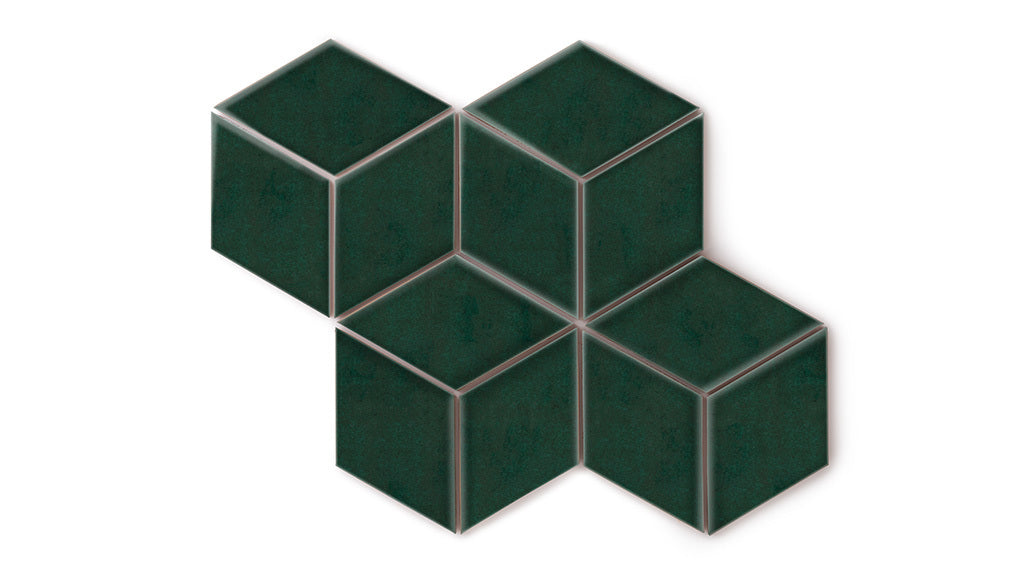 Large Diamond Original Ceramic Tile in Evergreen Gloss
