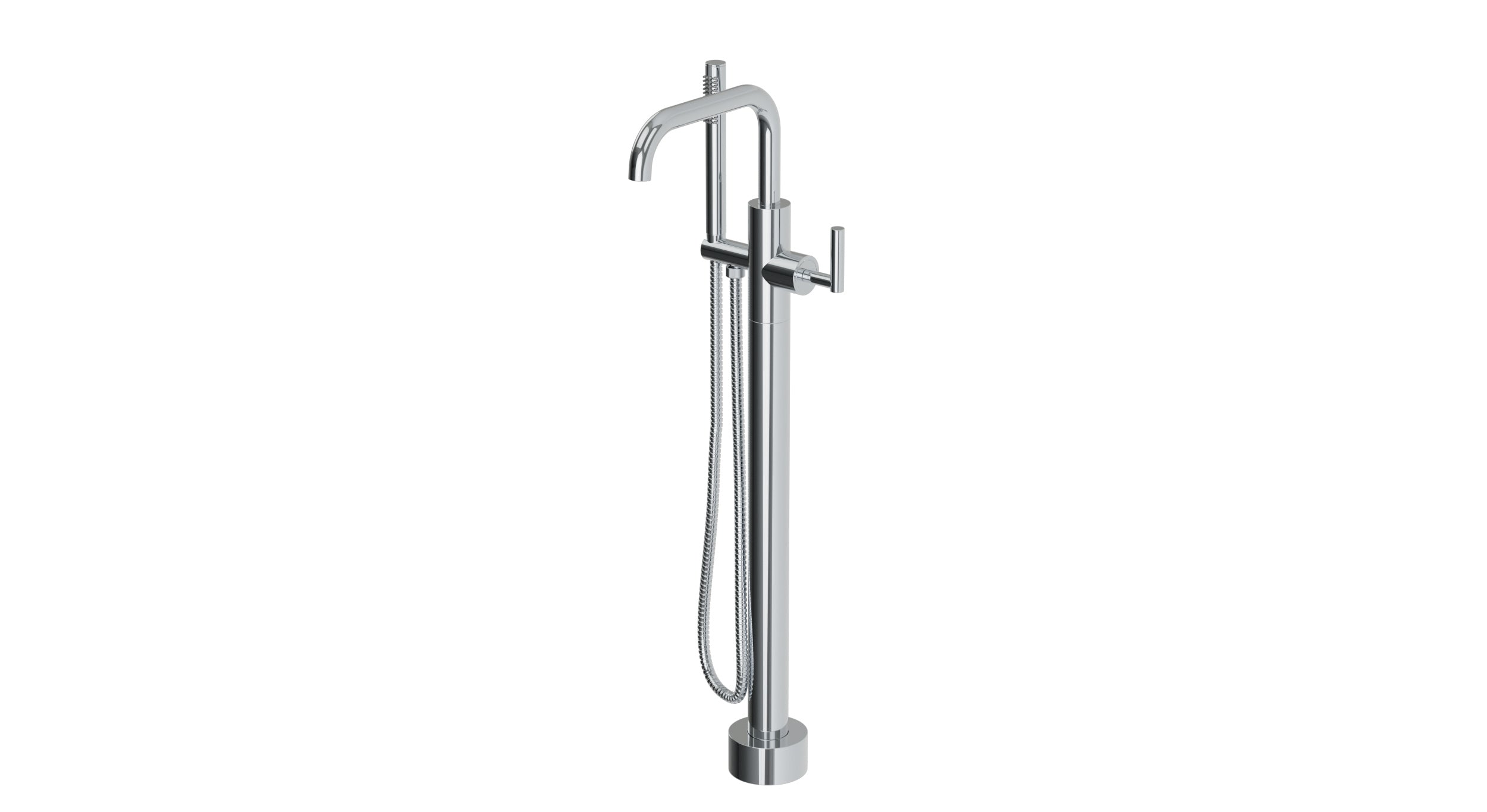 Contour One Handle Floor Mount Squaretop Bath Trim with Hand Shower and Soft Lever Handle