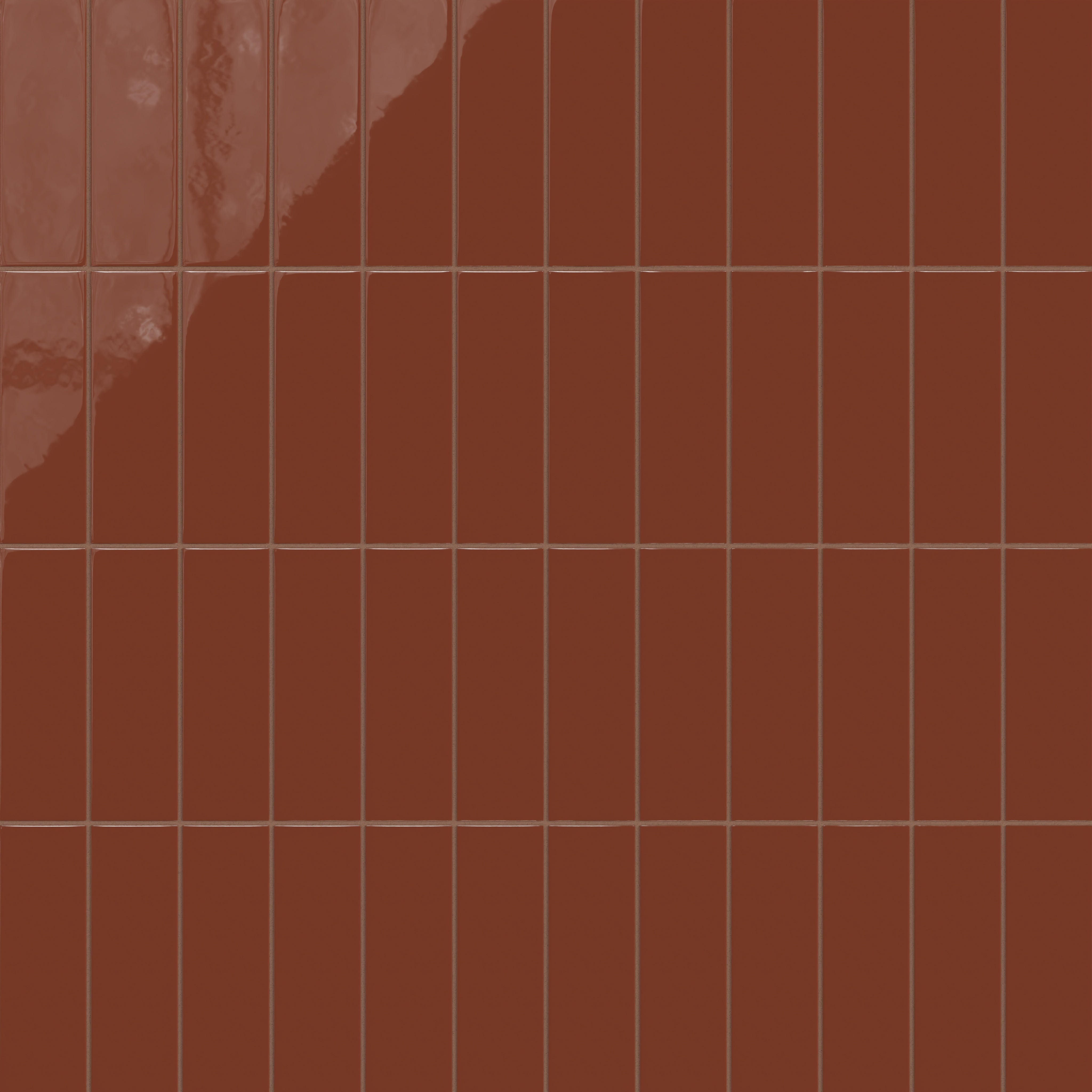 3x9 Natural Press Ceramic Tile in Red Iron Oxide Gloss