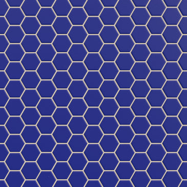 1" Hexagon Sheeted Original Ceramic Mosaic Tile in Azul Matte