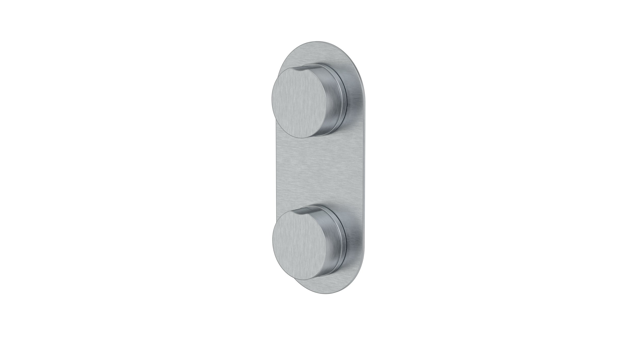 Foundry Two Handle Wall Mount Shower Trim with Barrel Knob Handles in Satin Chrome