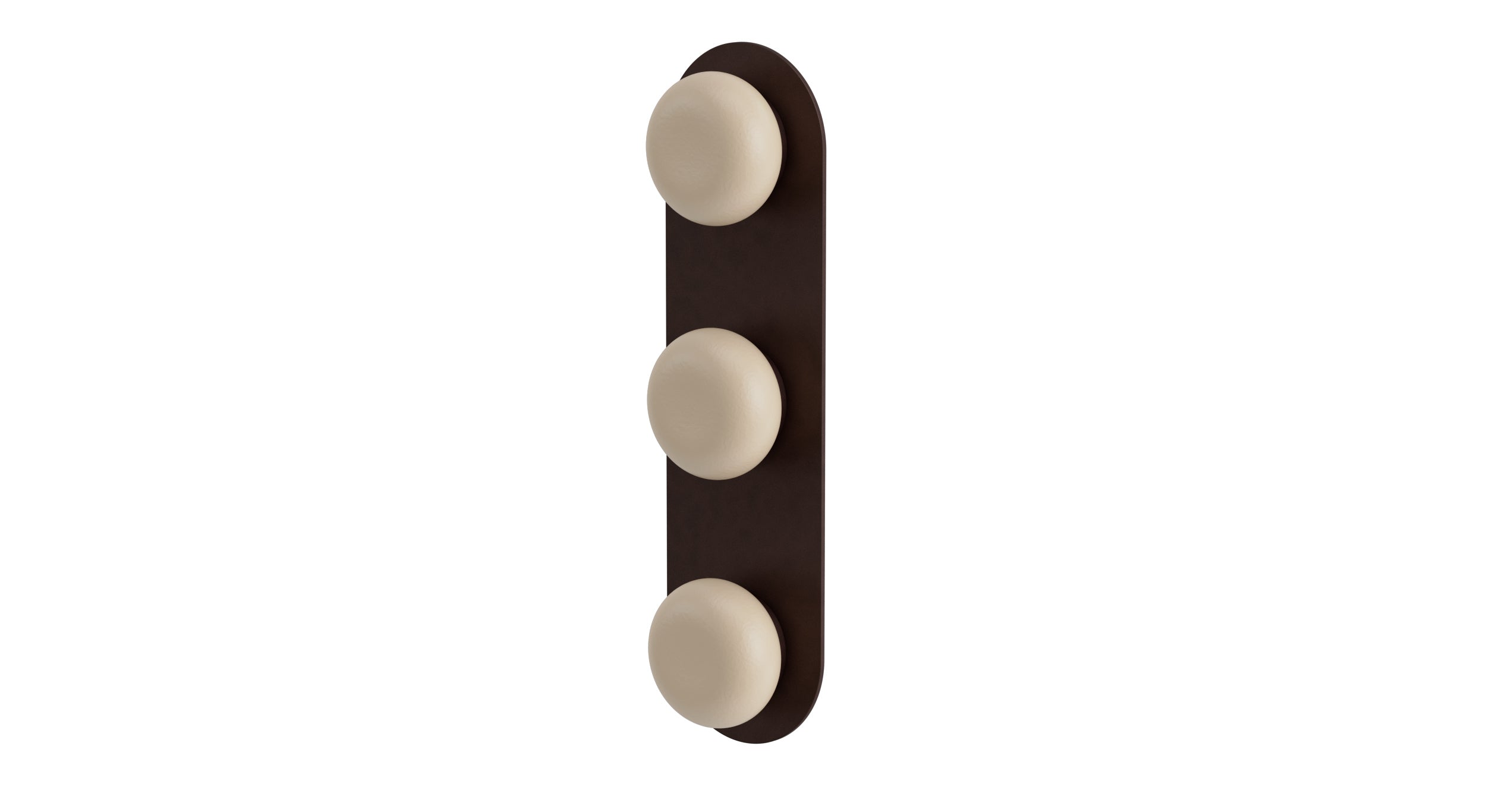Foundry Three Handle Wall Mount Shower Trim with Pebble Ceramic Knob Handles in Architectural Copper