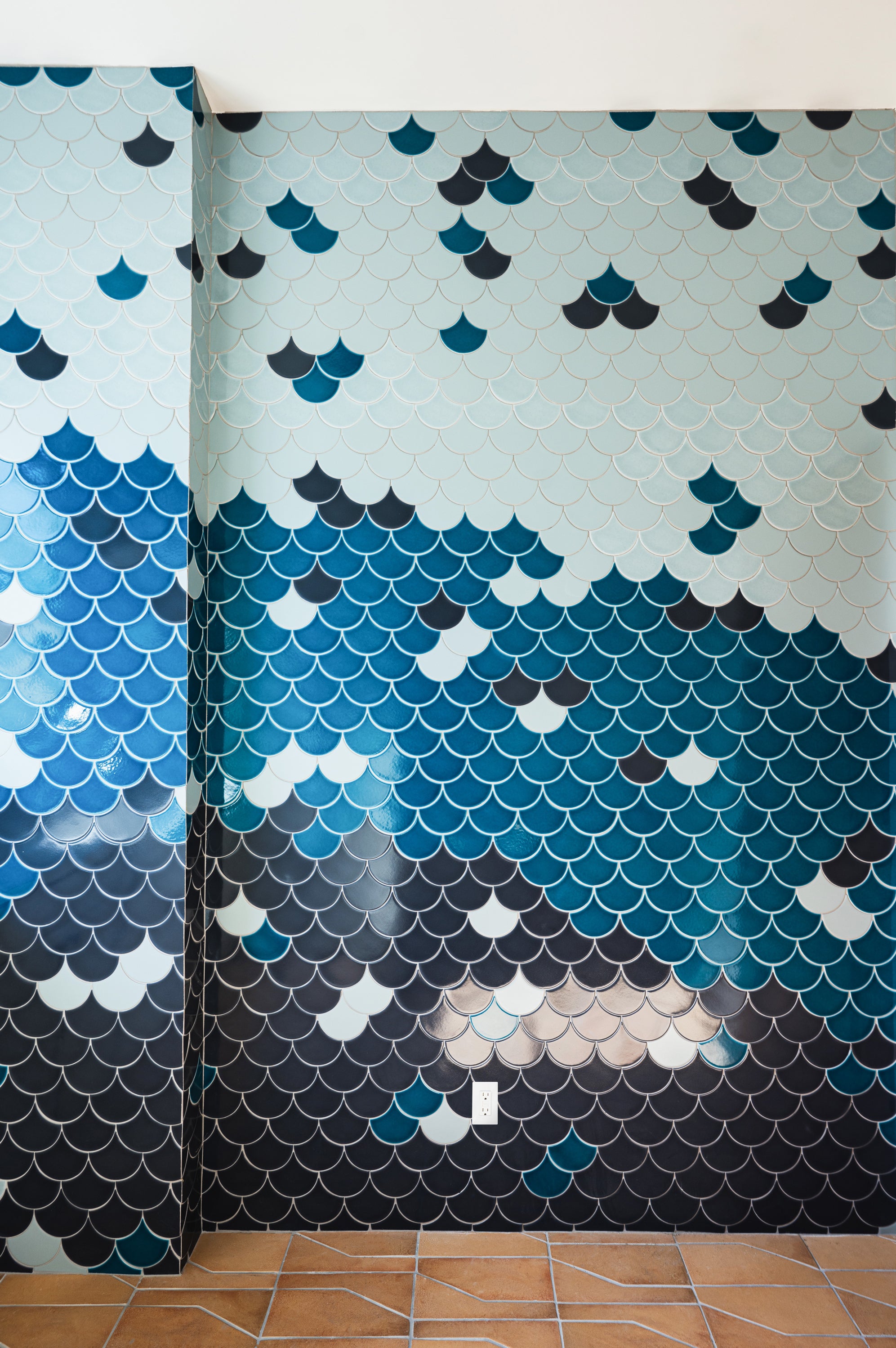 Ogee Drop Original Ceramic Tile in Slate Blue Gloss