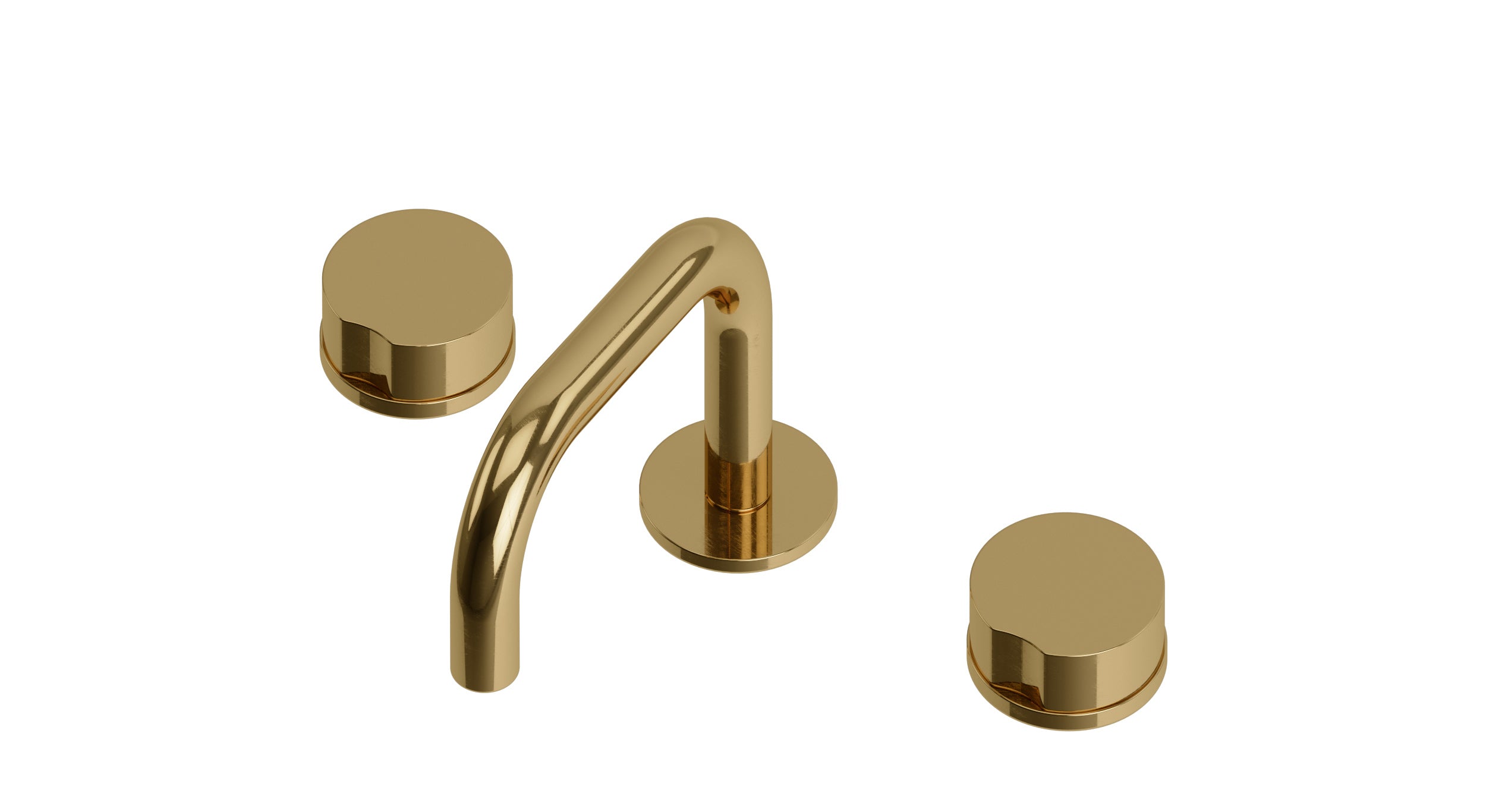 Foundry Two Handle Deck Mount Squaretop Lavatory Faucet with Barrel Knob Handles