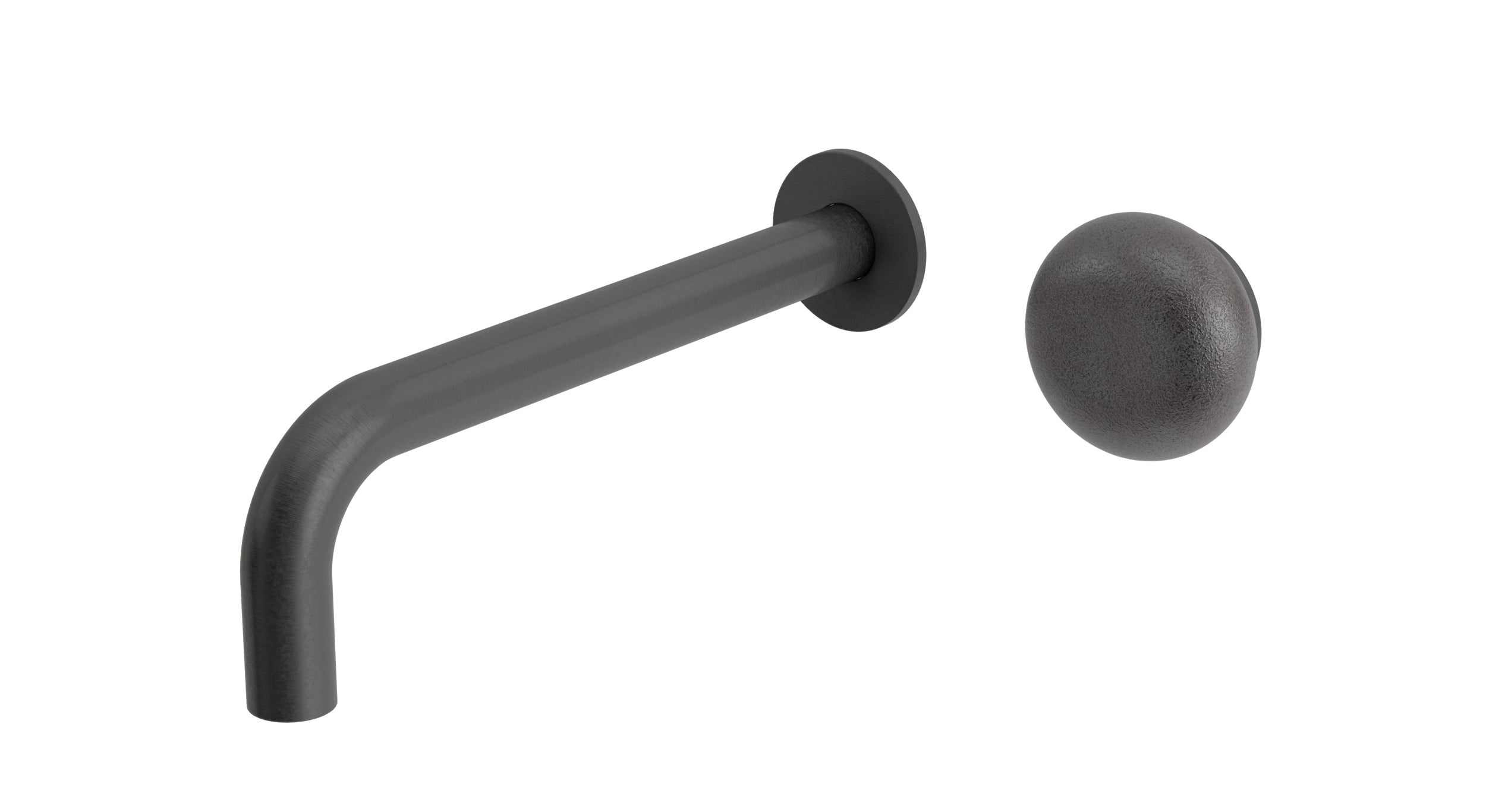 Foundry One Handle Wall Mount 7.5" Lavatory Faucet with Pebble Ceramic Knob Handle in Blackened Nickel