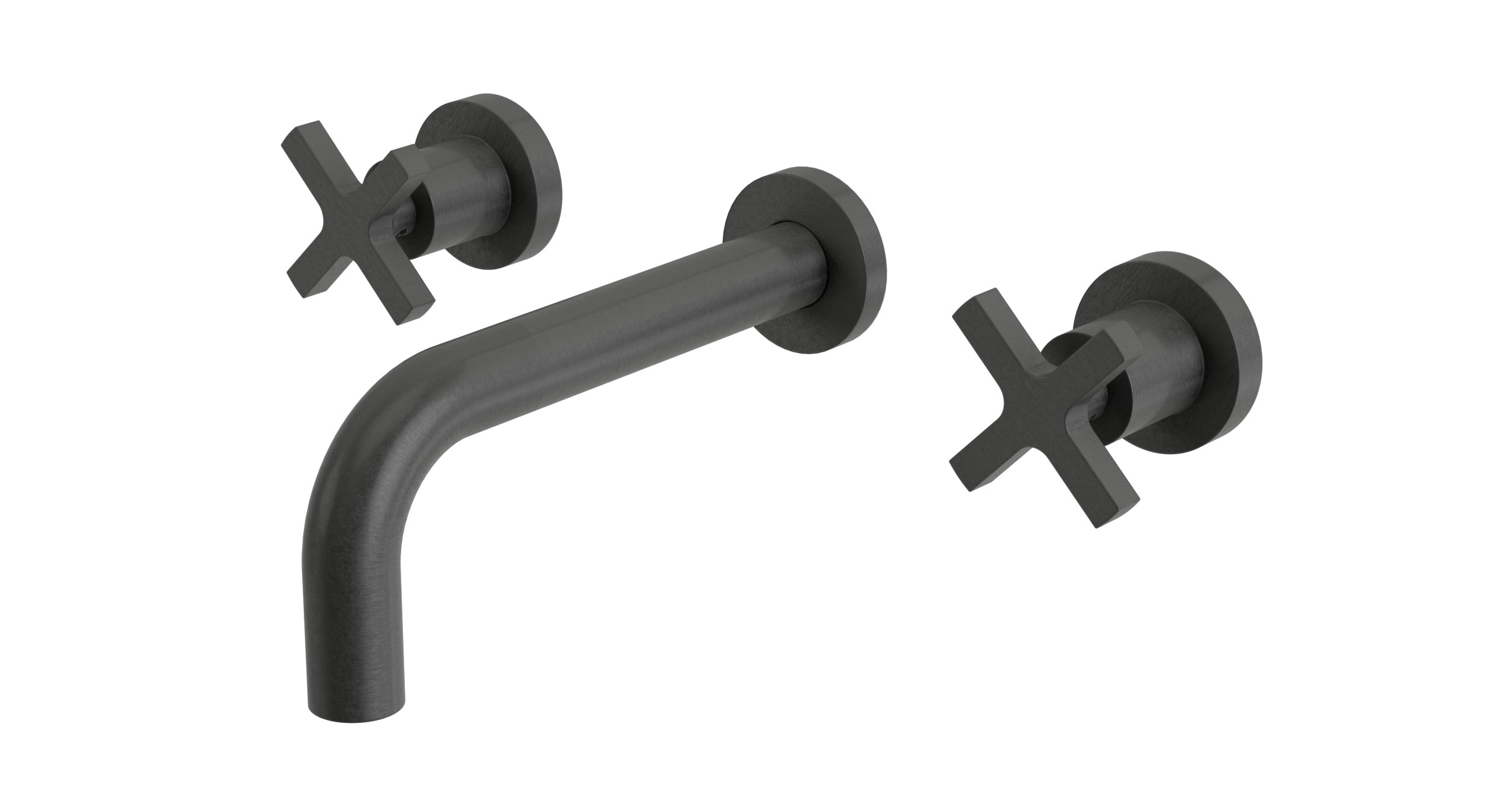 Flatiron Two Handle Wall Mount 7.5" Lavatory Faucet with Linear Cross Handles in Blackened Nickel