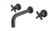 Flatiron Two Handle Wall Mount 7.5" Lavatory Faucet with Linear Cross Handles in Blackened Nickel