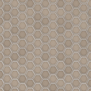 1" Hexagon Sheeted Original Ceramic Mosaic Tile in Cardamom Gloss