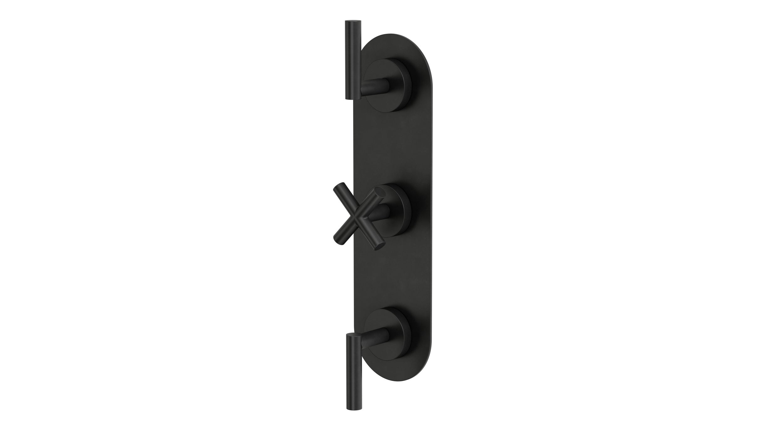 Contour Three Handle Wall Mount Shower Trim with Soft Cross/Soft Lever Handles in Oil Rubbed Bronze
