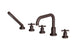 Flatiron Three Handle Deck Mount Squaretop Bath Trim with Hand Shower and Linear Cross Handles in Architectural Copper
