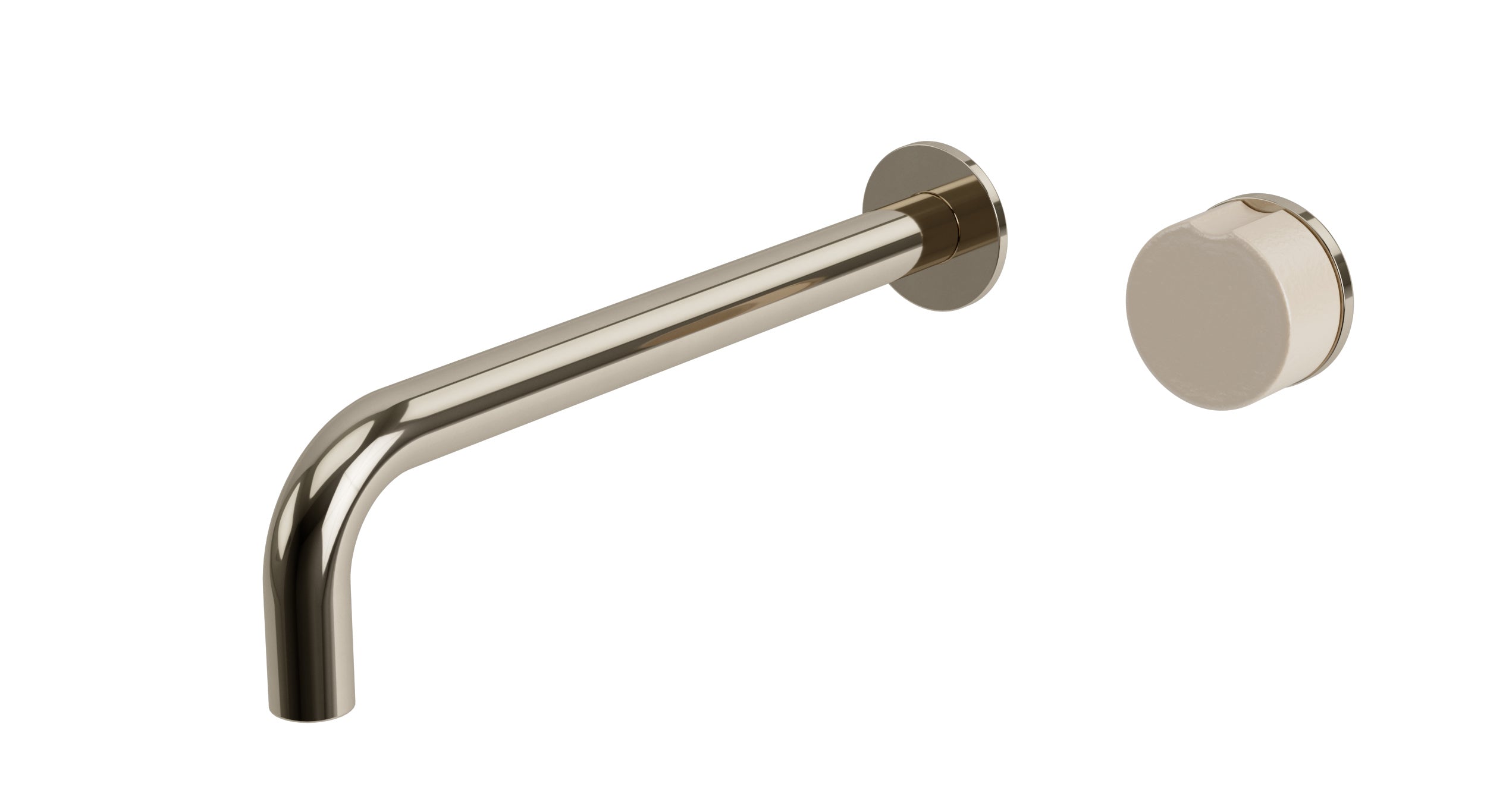 Foundry One Handle Wall Mount 10" Lavatory Faucet with Groove Ceramic Knob Handle in Polished Nickel