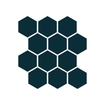 2" Hexagon Sheeted Original Ceramic Mosaic Tile in Caspian Sea Matte