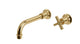 Emerson One Handle Wall Mount 8.25" Lavatory Faucet with Classic Cross Handle in Satin Brass