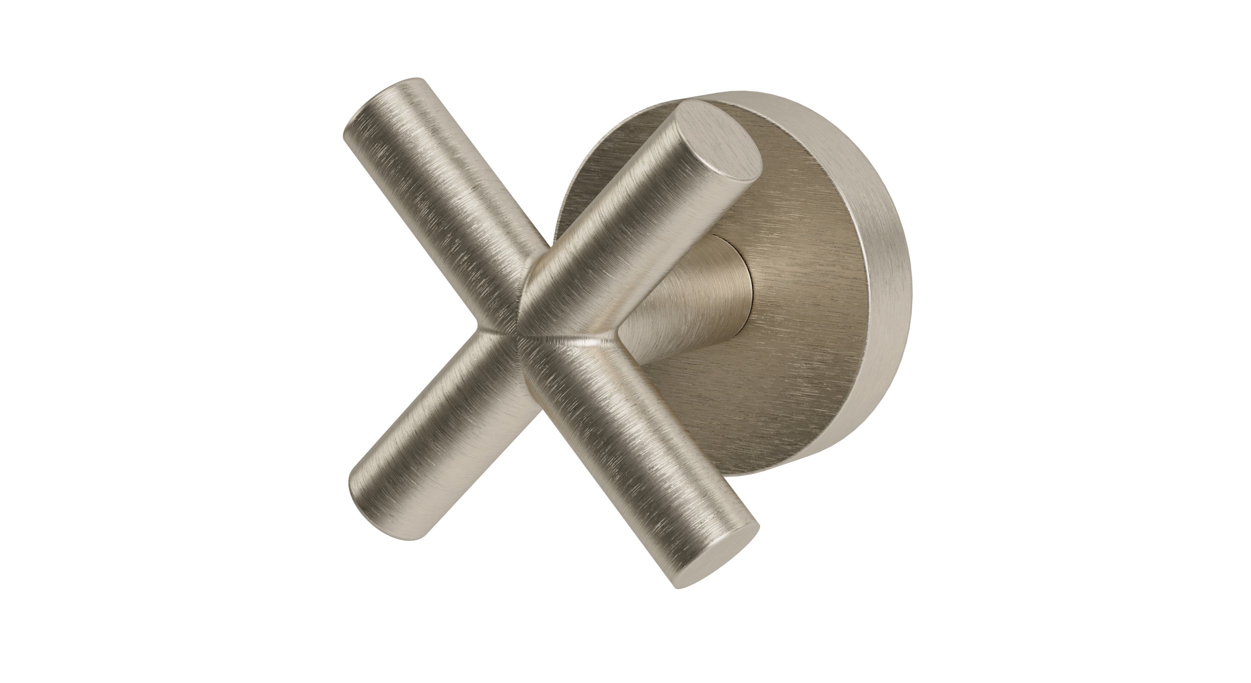 Contour One Handle Wall Mount Diverter/Volume Control Shower Trim with Soft Cross Handle in Satin Nickel