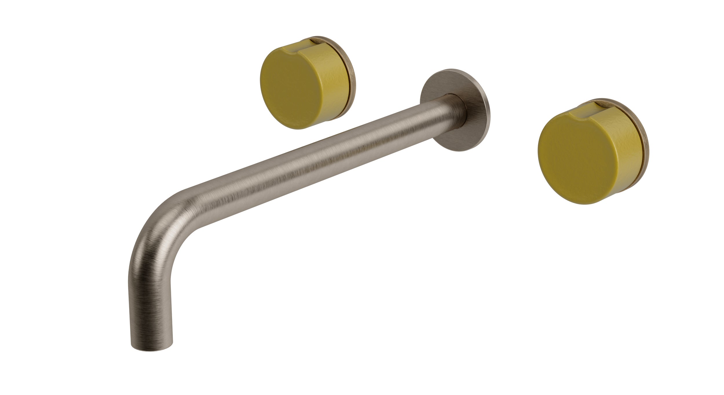 Foundry Two Handle Wall Mount 10" Lavatory Faucet with Groove Ceramic Knob Handles in Antique Nickel