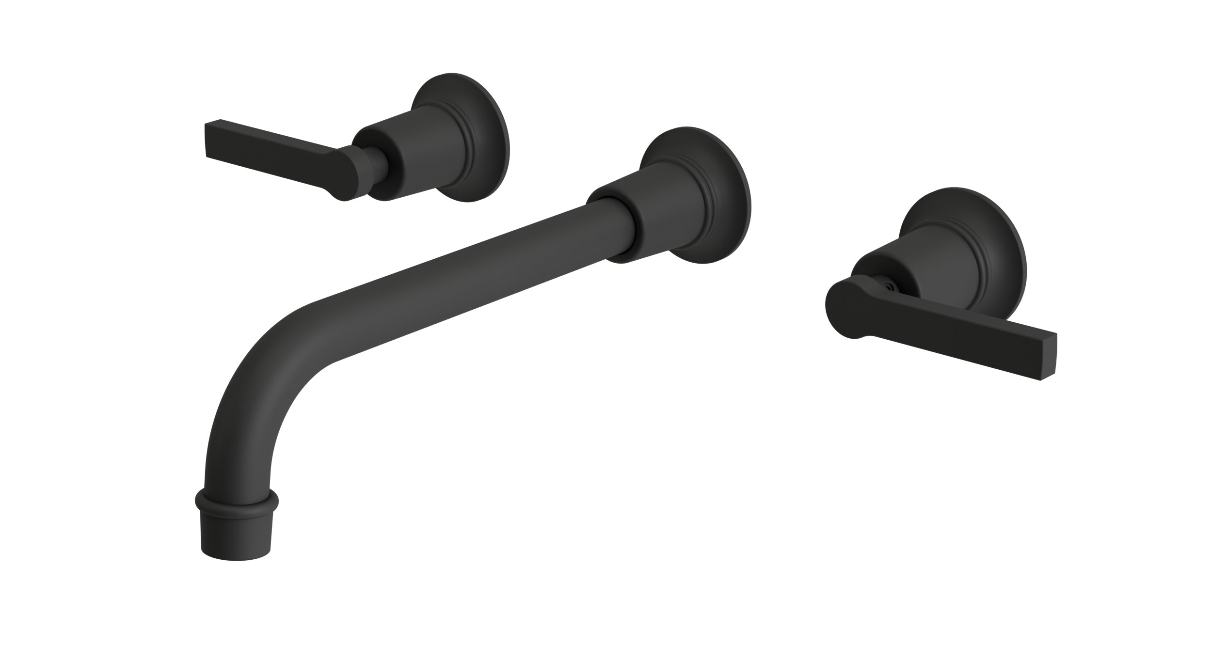 Emerson Two Handle Wall Mount 10" Lavatory Faucet with Classic Lever Handles in Matte Black