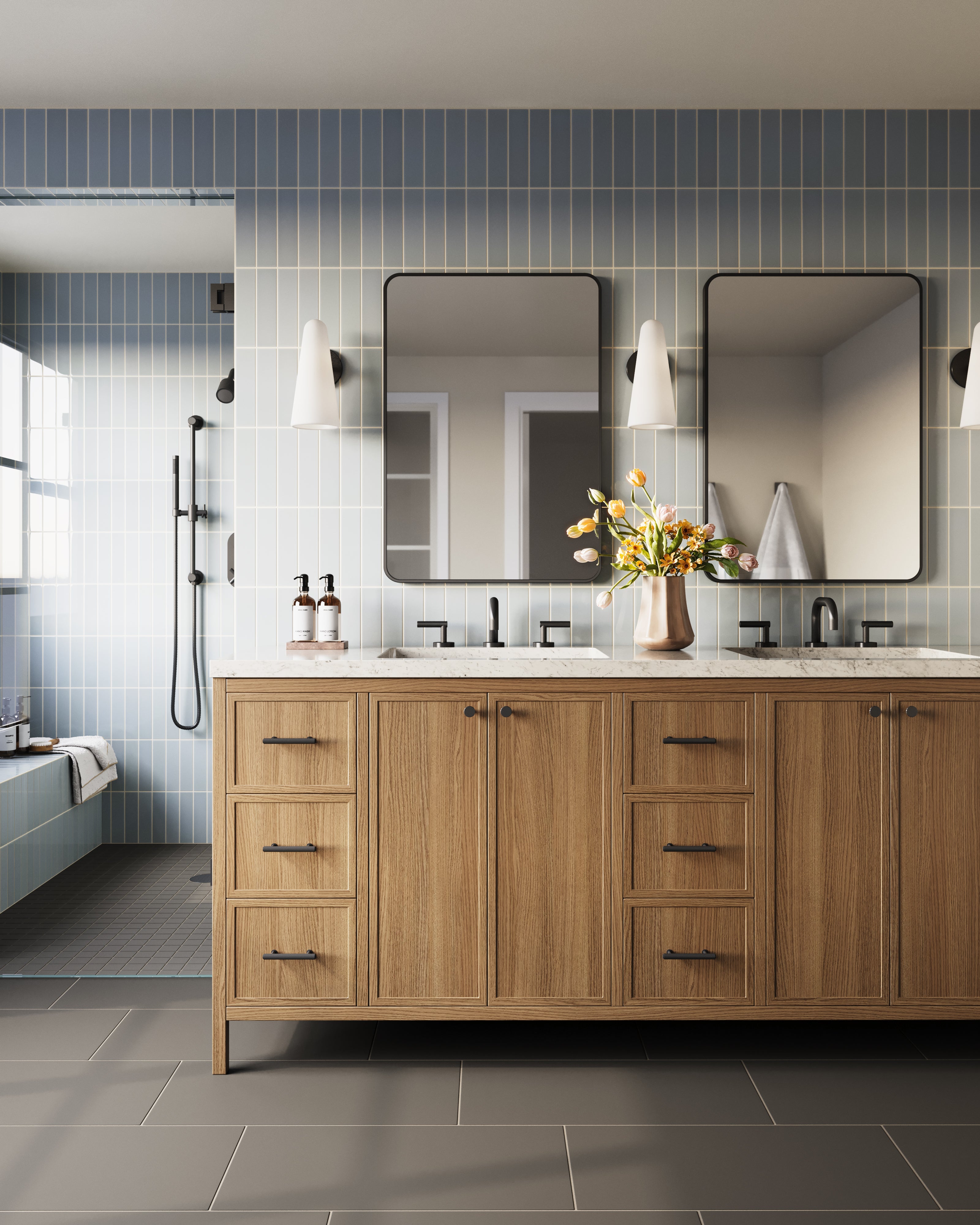 2x8 Natural Press Ceramic Tile in Alberta Blue Gloss