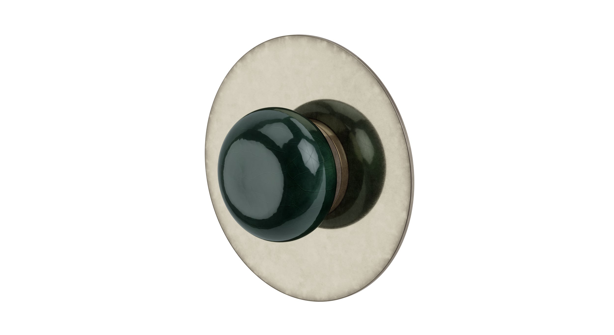 Foundry One Handle Wall Mount Shower Trim with Pebble Ceramic Knob Handle in French Nickel