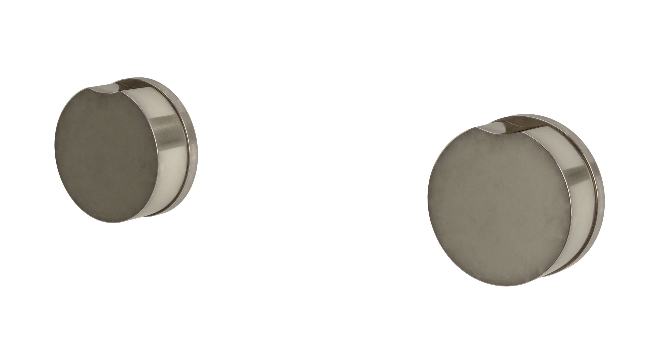 Foundry Two Handle Wall Mount Bath Trim with Barrel Knob Handles in French Nickel
