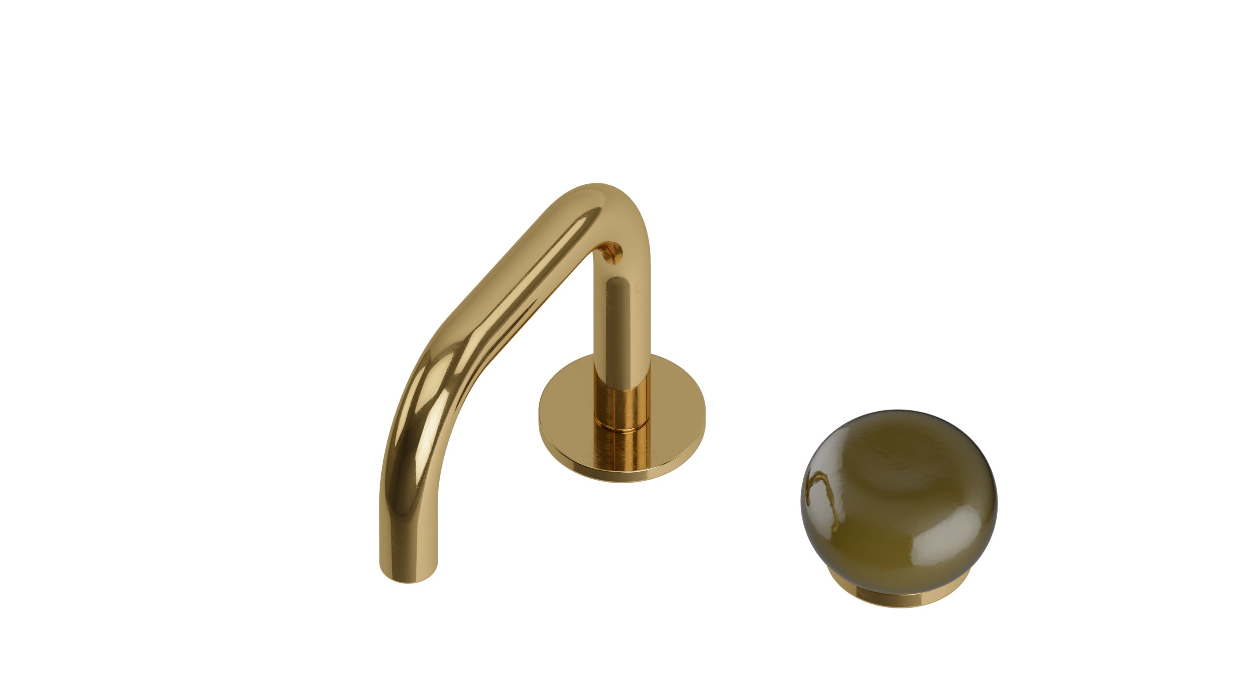 Foundry One Handle Deck Mount Squaretop Lavatory Faucet with Pebble Ceramic Knob Handle in Uncoated Polished Brass