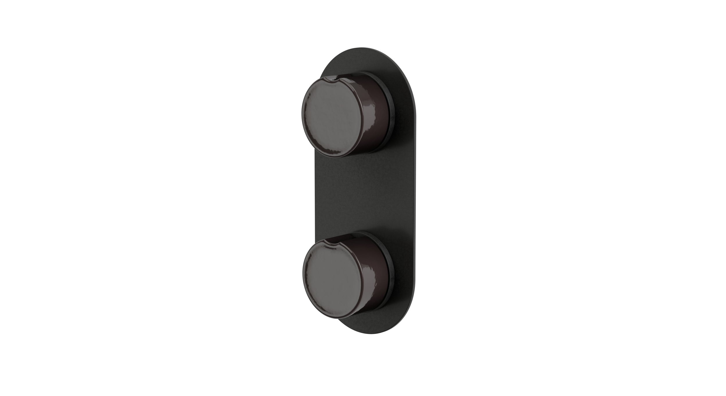 Foundry Two Handle Wall Mount Shower Trim with Groove Ceramic Knob Handles in Blackened Nickel