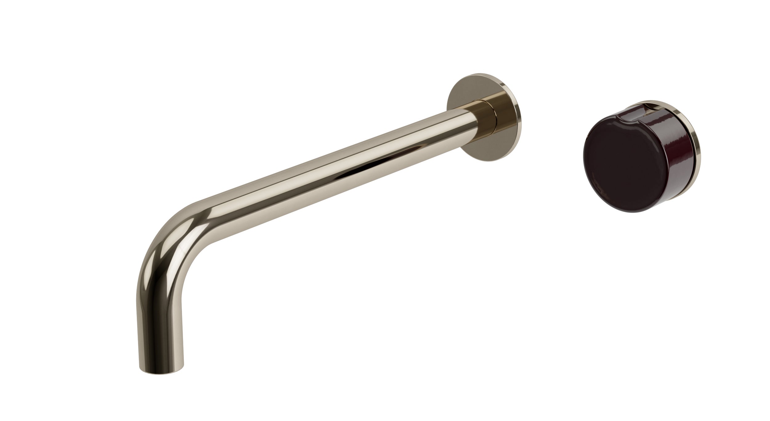 Foundry One Handle Wall Mount 10" Lavatory Faucet with Groove Ceramic Knob Handle in Polished Nickel