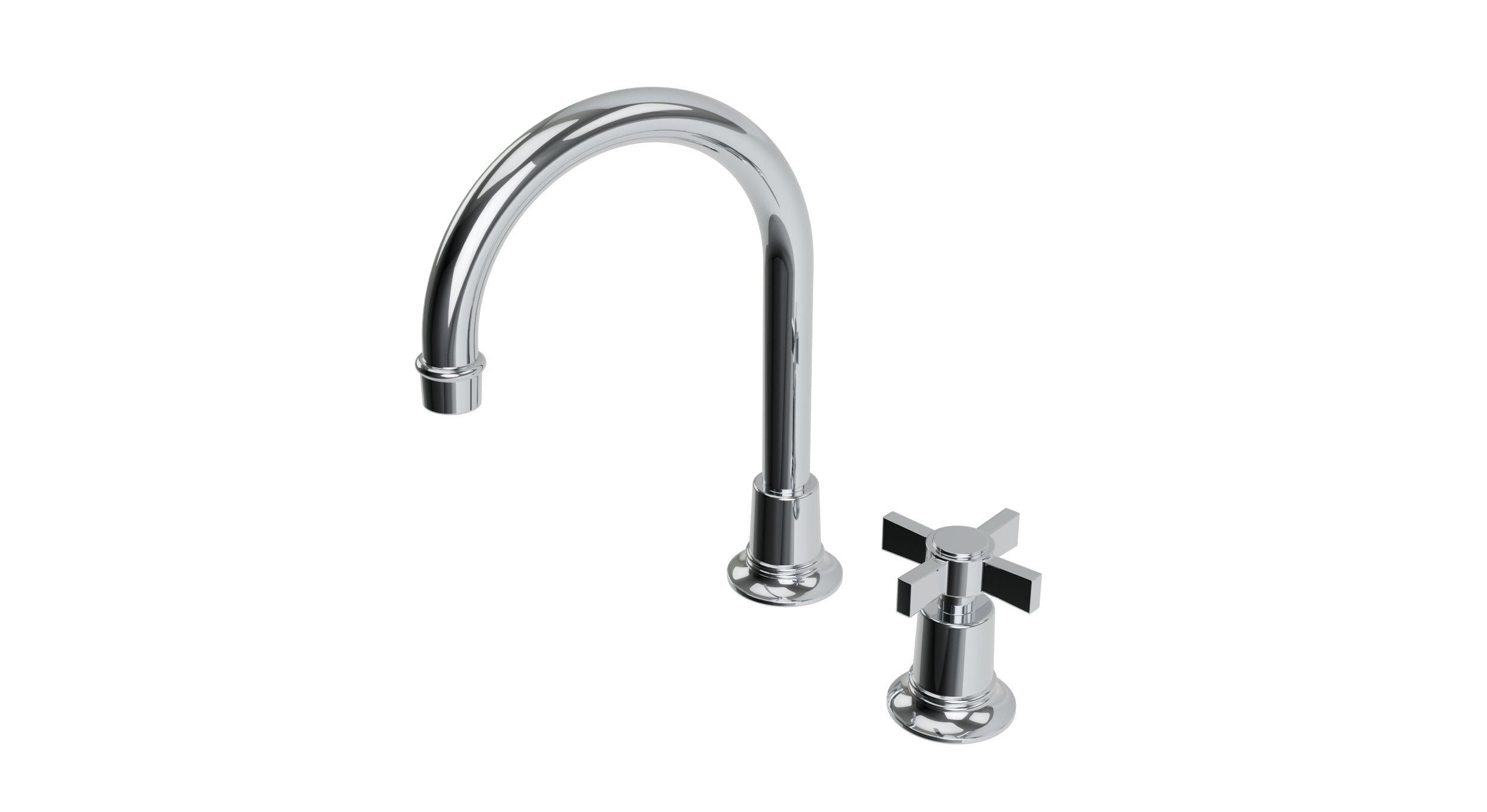 Emerson One Handle Deck Mount Gooseneck Lavatory Faucet with Defined Cross Handle in Polished Chrome