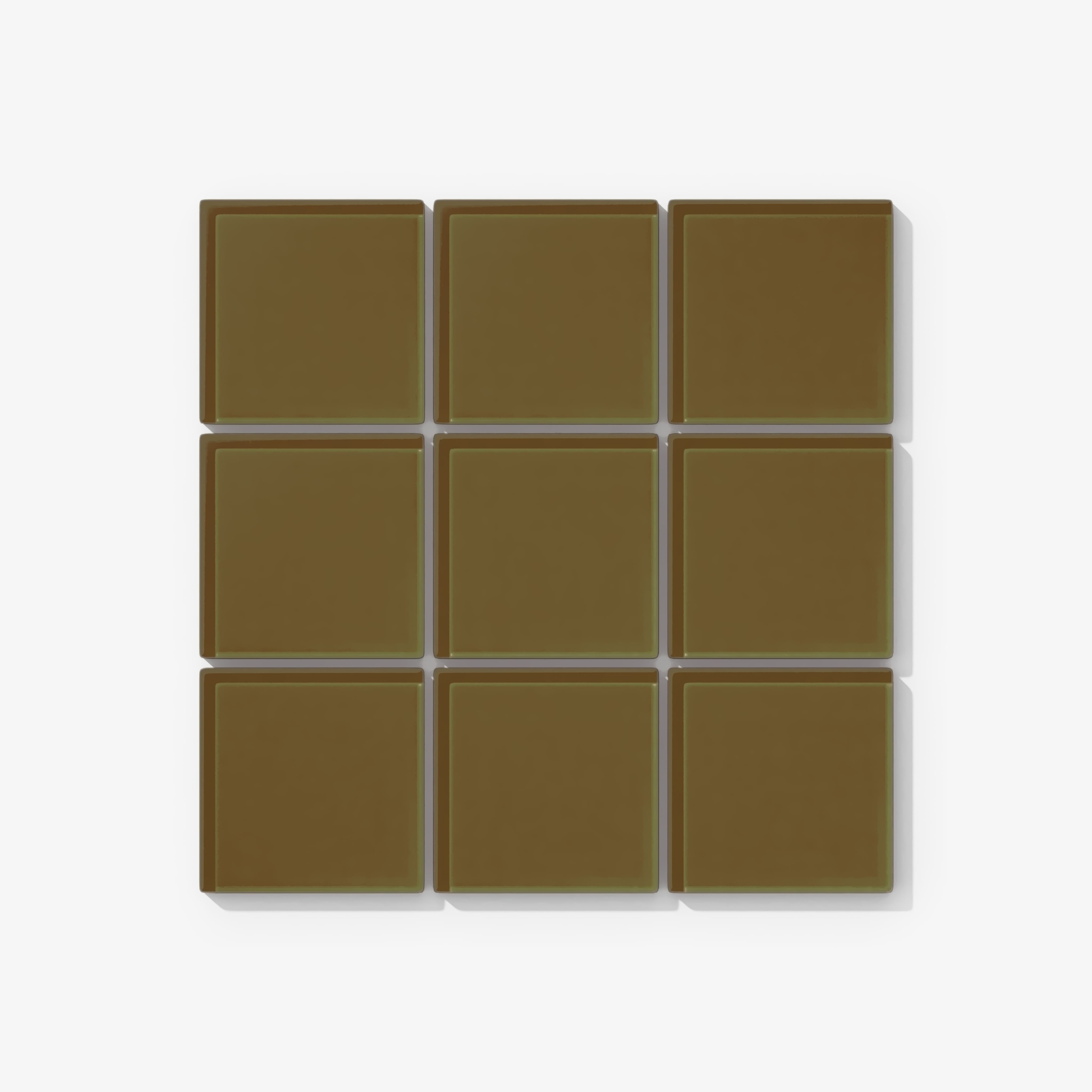 3x3 Straight Set Sheeted Glass Mosaic Tile in Merlin Gloss