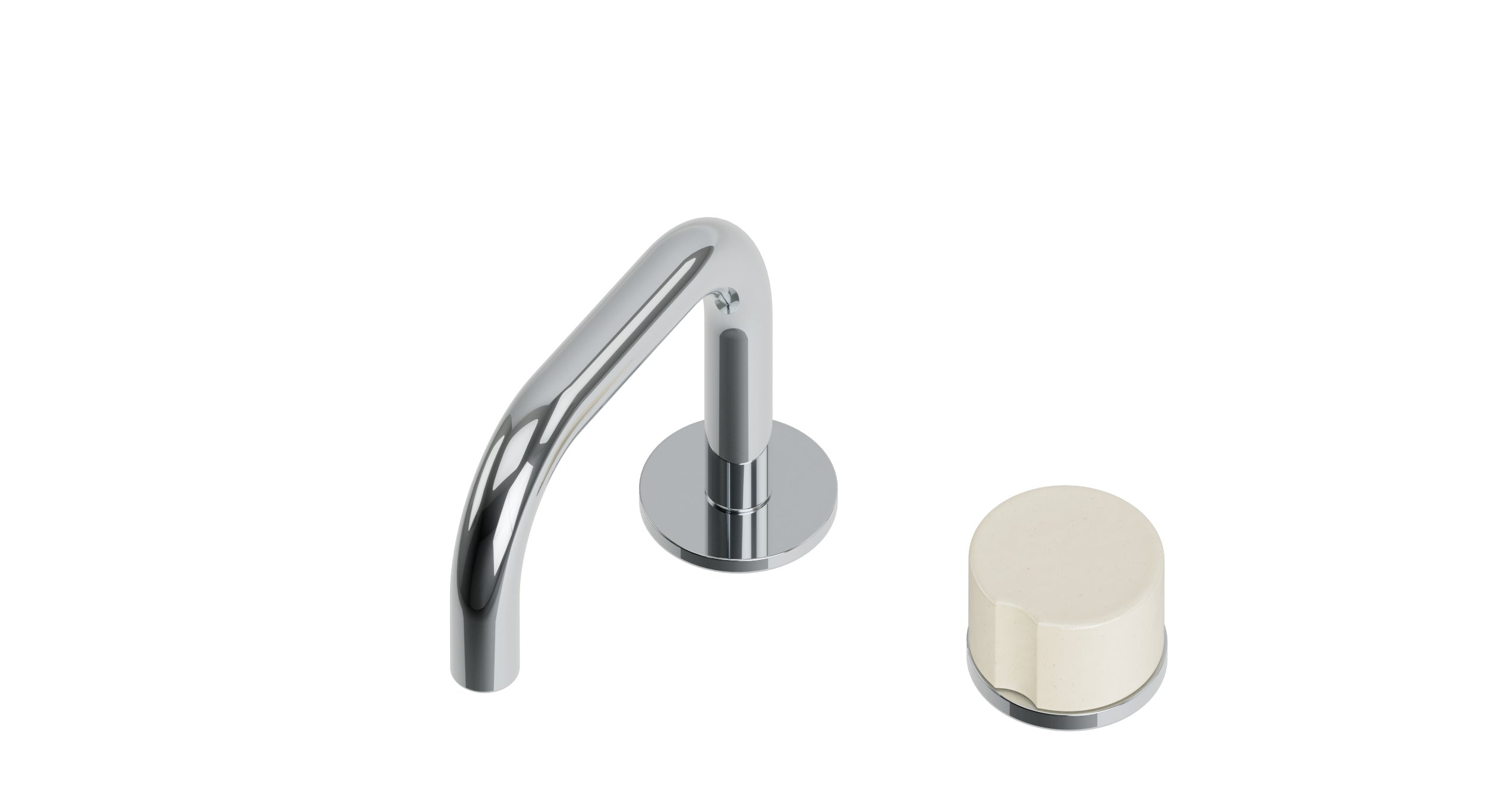 Foundry One Handle Deck Mount Squaretop Lavatory Faucet with Groove Ceramic Knob Handle in Polished Chrome