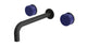 Foundry Two Handle Wall Mount 7.5" Lavatory Faucet with Groove Ceramic Knob Handles in Matte Black