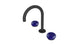 Foundry Two Handle Deck Mount Gooseneck Lavatory Faucet with Pebble Ceramic Knob Handles in Matte Black