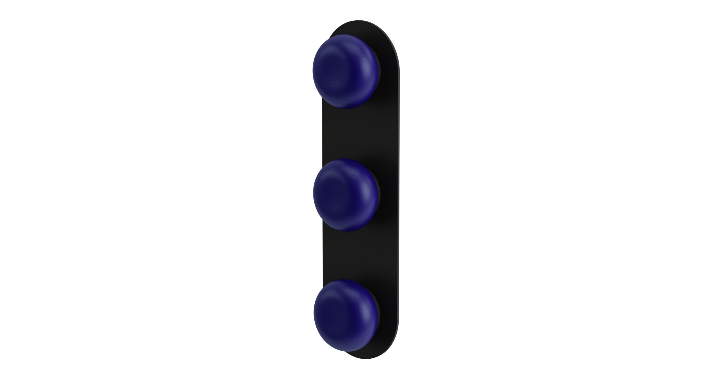 Foundry Three Handle Wall Mount Shower Trim with Pebble Ceramic Knob Handles in Matte Black