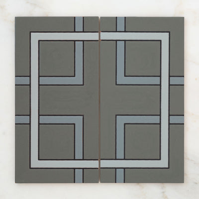 6x12 Handpainted Sample Charleston  in Grey Motif