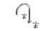 Contour Two Handle Deck Mount Gooseneck Lavatory Faucet with Soft Cross Handles in Polished Chrome