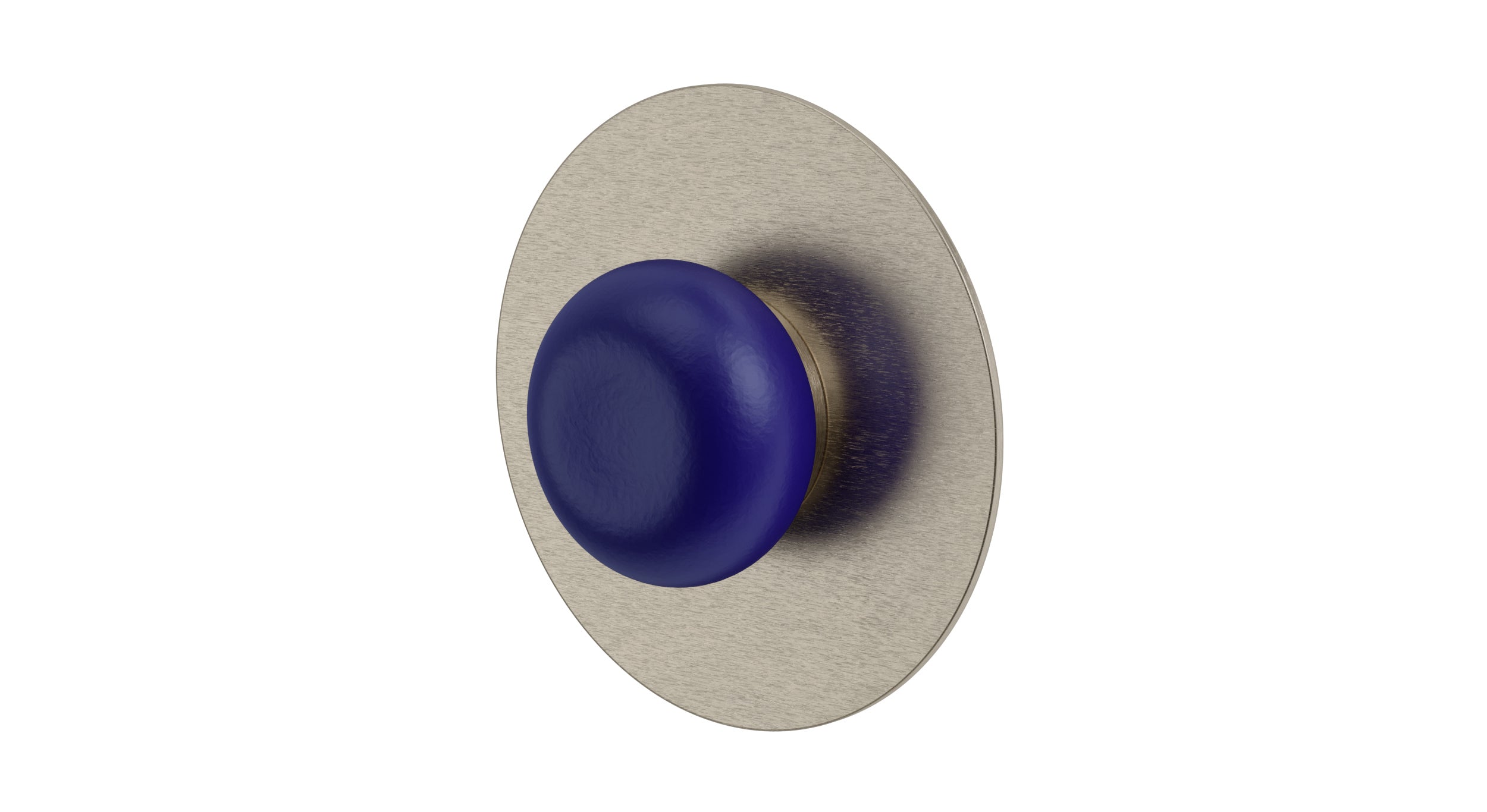 Foundry One Handle Wall Mount Shower Trim with Pebble Ceramic Knob Handle in Satin Nickel