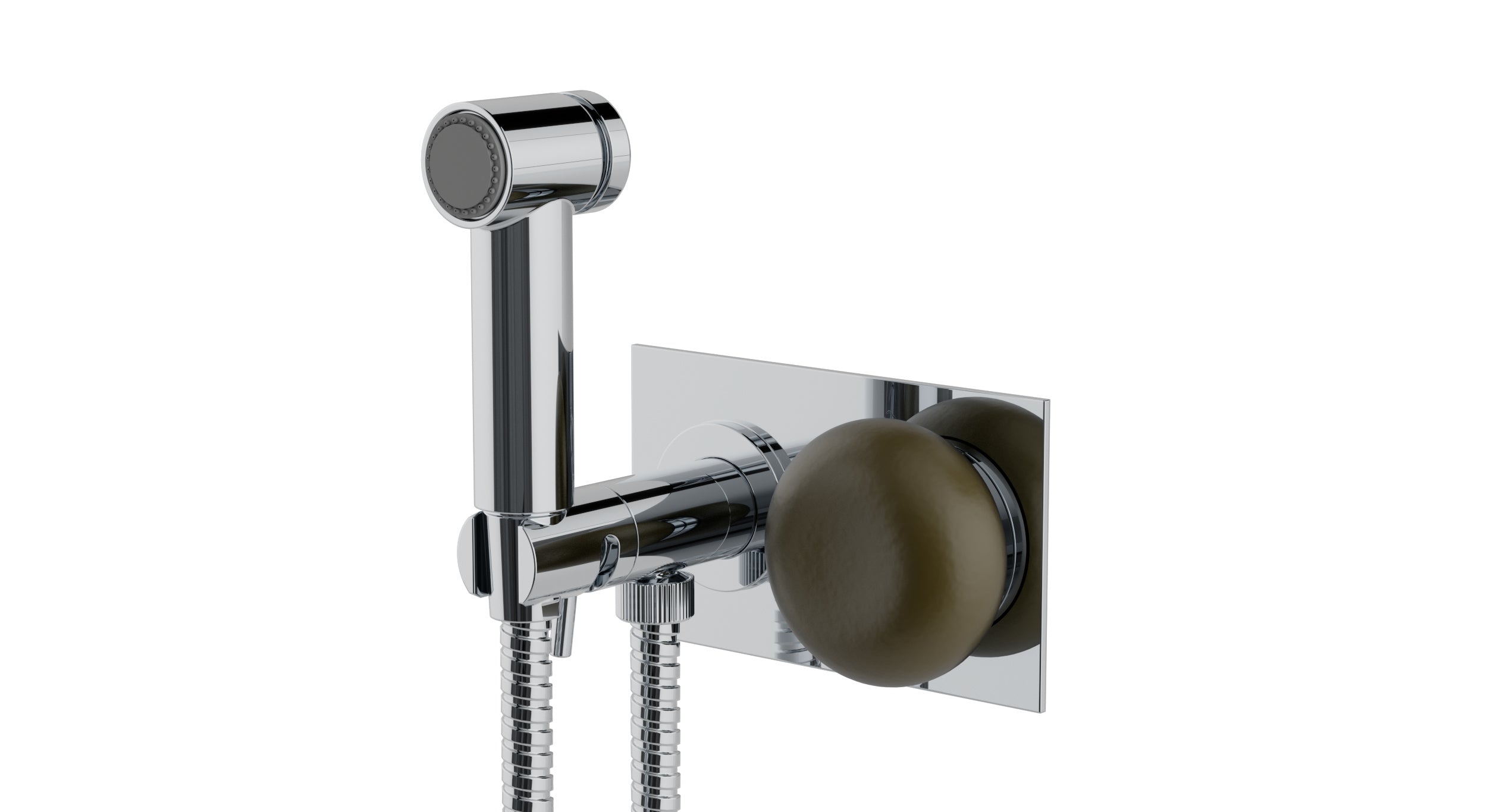 Foundry One Handle Wall Mount Bidet Trim with Pebble Ceramic Knob Handle in Polished Chrome
