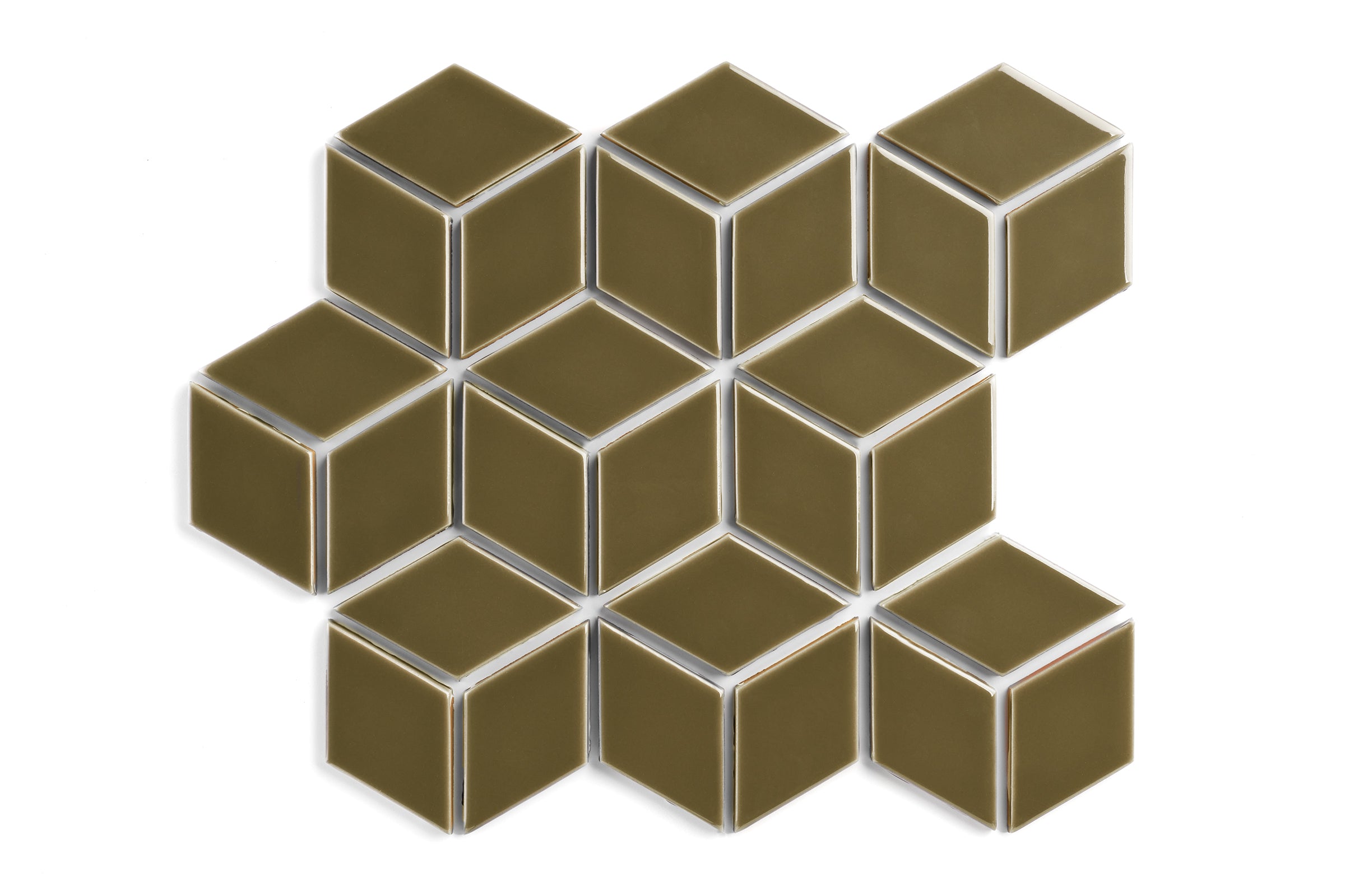 Small Diamond Sheeted - Escher Original Ceramic Mosaic Tile in Chaparral Gloss