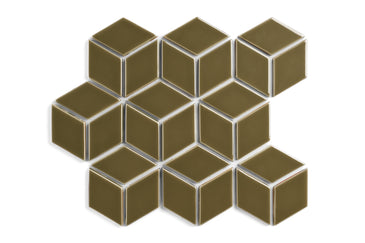 Small Diamond Sheeted - Escher Original Ceramic Mosaic Tile in Chaparral Gloss