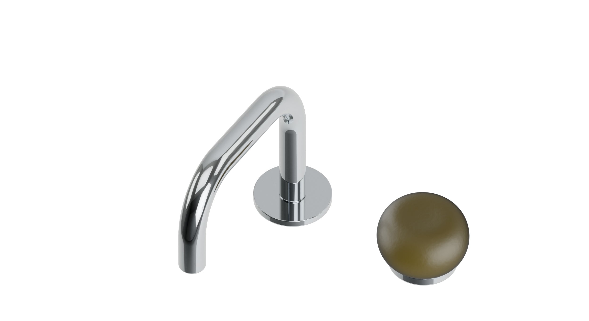 Foundry One Handle Deck Mount Squaretop Lavatory Faucet with Pebble Ceramic Knob Handle in Polished Chrome