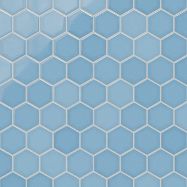 4" Hexagon Original Ceramic Tile in Caribbean Sea Gloss