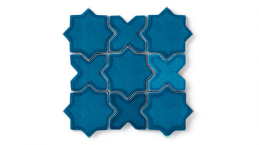 Mini Star & Cross Original Ceramic Tile in Adriatic Sea Gloss