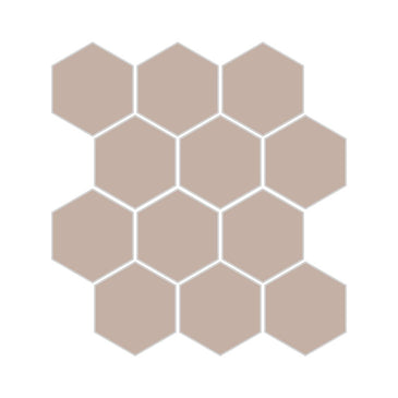 3" Hexagon Sheeted Original Ceramic Mosaic Tile in Sweet Pea Matte
