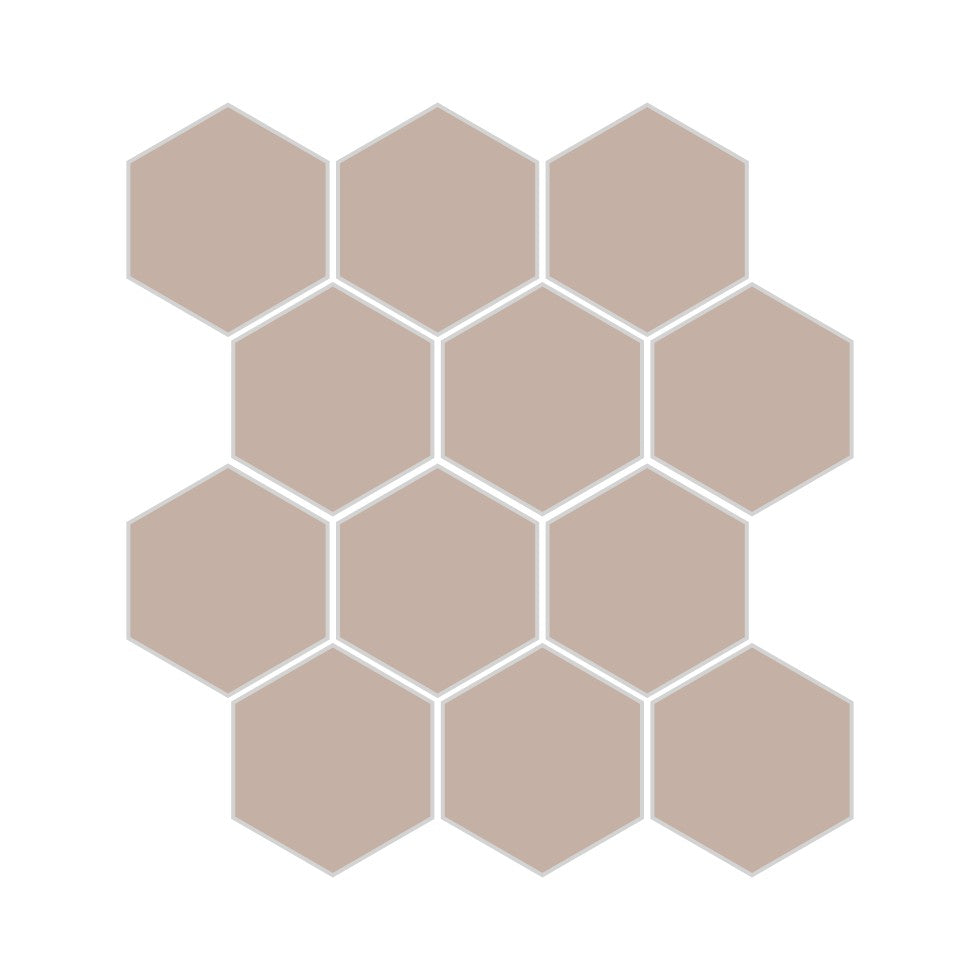 3" Hexagon Sheeted Original Ceramic Mosaic Tile in Sweet Pea Matte