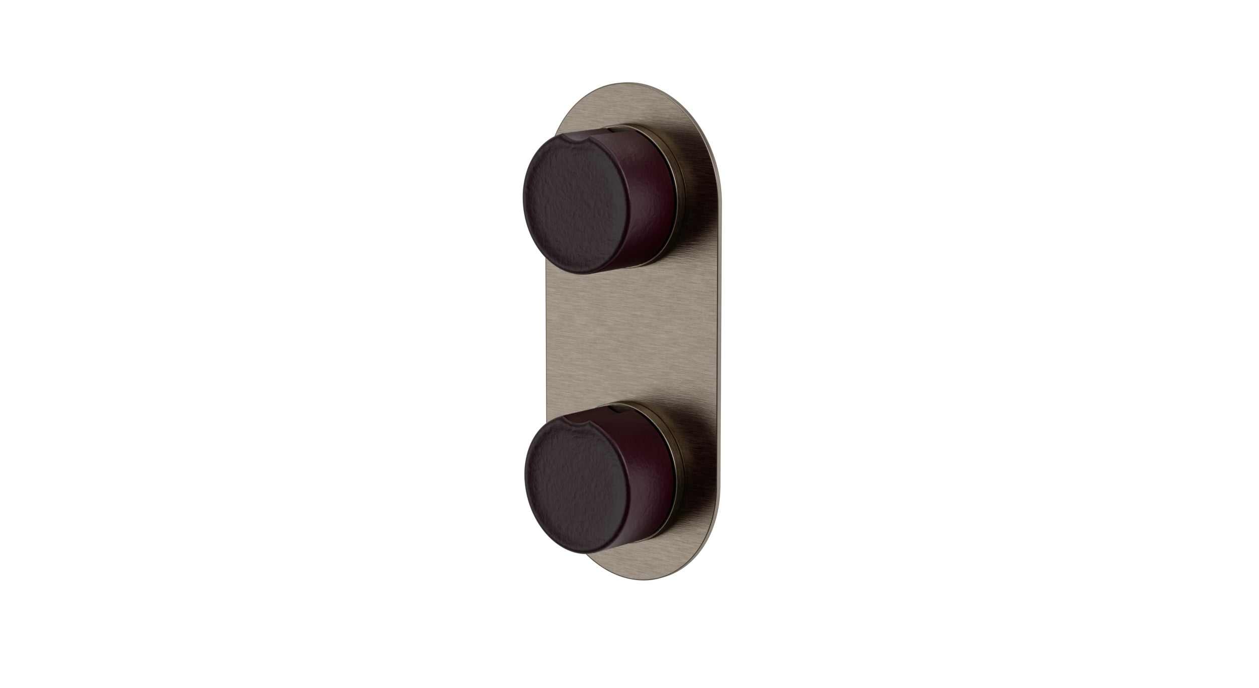 Foundry Two Handle Wall Mount Shower Trim with Groove Ceramic Knob Handles in Antique Nickel