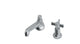 Emerson One Handle Deck Mount Low Hexagon Lavatory Faucet with Defined Cross Handle in Satin Chrome