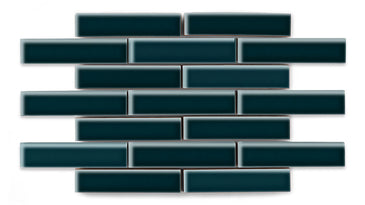 1x4 Half Offset Sheeted Original Ceramic Mosaic Tile in Caspian Sea Gloss