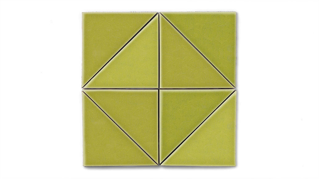 6" Triangle Original Ceramic Tile in Palm Tree Gloss