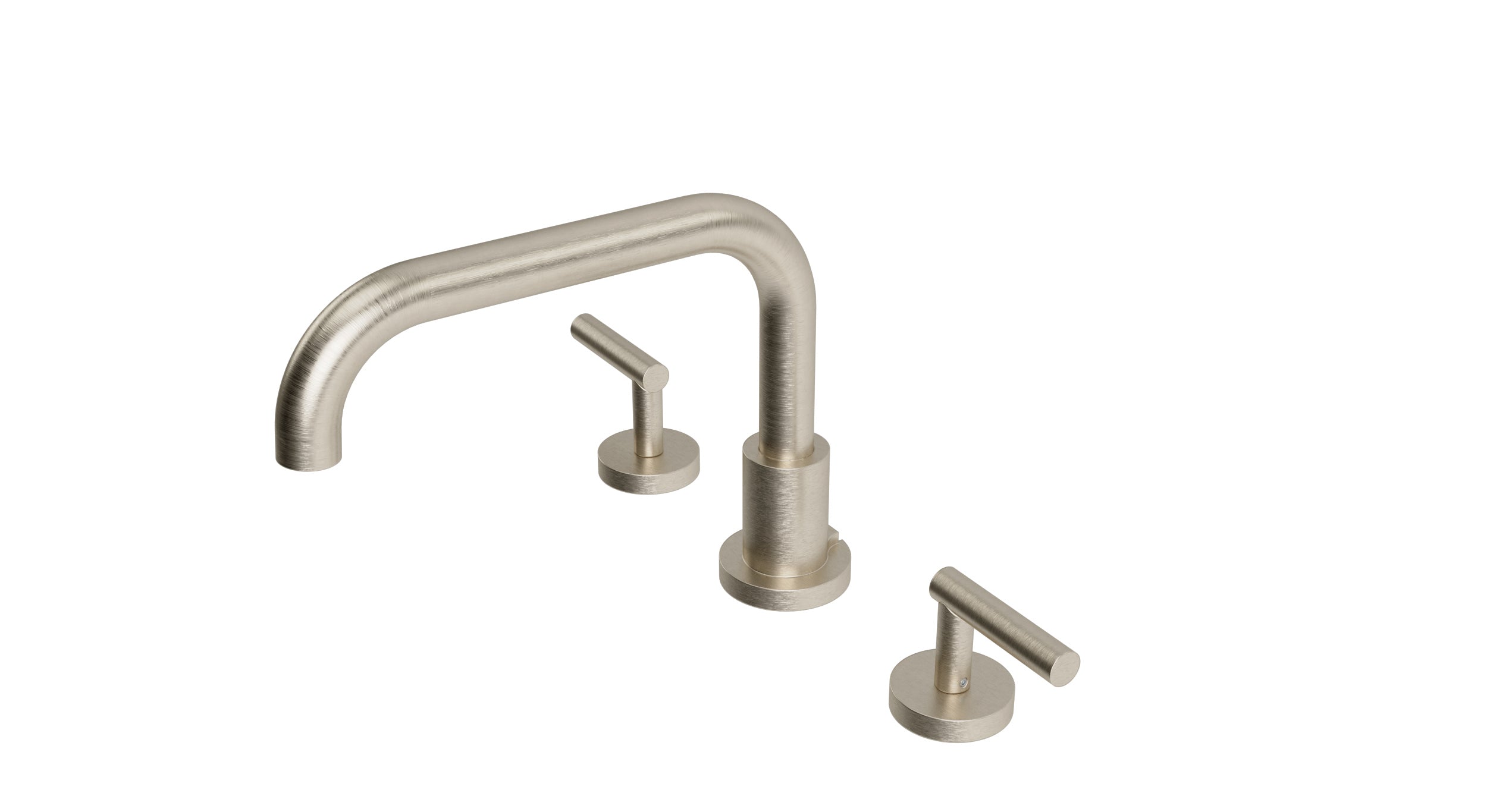 Contour Two Handle Deck Mount Squaretop Bath Trim with Soft Lever Handles in Satin Nickel